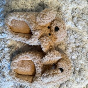 Cozy Tan Teddy Bear Slippers